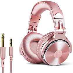 Chrono OneOdio Over Ear Casques pour femmes et filles, Casques audio stéréo basse filaire avec port de partage et pilote de 50 mm Casques en or rose avec micro pour PC Téléphone portable Guitare Piano Mp3/4 Tablette(Rose)