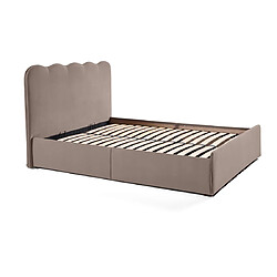 Bestmobilier Kahlo - lit coffre - 140x190 - en velours - sommier inclus Kahlo - lit coffre - 140x190 - en velours - sommier inclus - Taupe