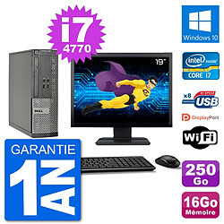 PC Dell 3020 SFF Ecran 19" i7-4770 RAM 16Go Disque 250Go Windows 10 Wifi - Occasion