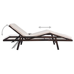 Acheter vidaXL Chaise longue avec coussin Résine tressée Marron