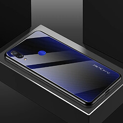 Wewoo Coque Pour Xiaomi Redmi Note 7 étui de protection en verre dégradé de texture bleu foncé