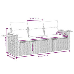 Avis Maison Chic Salon de jardin avec coussins 3 pcs | Ensemble de Table et chaises | Mobilier d'Extérieur beige résine tressée -GKD30860