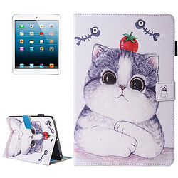 Wewoo Coque pour iPad mini 4/3/2/1 Peinture Tomate et Chat Motif Horizontal Housse en cuir avec support porte-monnaie fentes cartes fente stylo