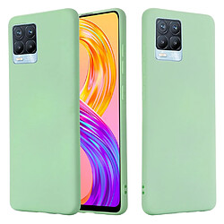 Coque en silicone Liquide de couleur unie avec sangle souple vert pour votre Realme 8/8 Pro