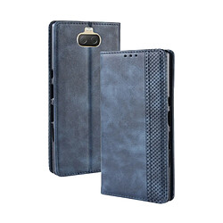 Wewoo Housse Coque Étui en cuir à boucle magnétique avec texture rétro et pour Sony Xperia 10, support emplacements pour cartes porte-monnaie (bleu)