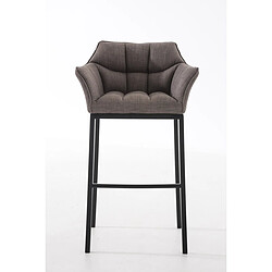 Decoshop26 Tabouret de bar chaise haute de comptoir couture carrées assise en tissu gris 4 pieds stables en métal noir 10_0004704