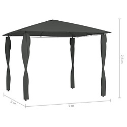 Avis vidaXL Belvédère à revêtement de poteaux 3x3x2,6 m Anthracite 160 g/m²