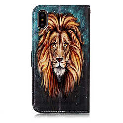 Avis Wewoo Coque pour iPhone X Housse en cuir à rabat avec motif de lion en relief avec porte-cartes et fentes cartes porte-monnaie cadre photo