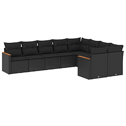 Maison Chic Ensemble Tables et chaises d'extérieur 9 pcs avec coussins,Salon de jardin noir résine tressée -GKD677191