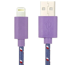 Wewoo Câble Violet pour iPhone 6 et 6 Plus / 5 5S 5C, Longueur de câble: 1 m de charge de transfert de données USB en nylon de 1 m, Style de fabrication en de / recharge de USB