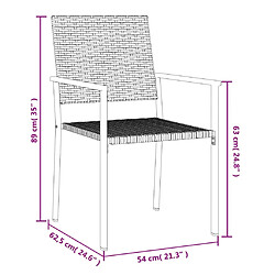 vidaXL Chaises de jardin lot de 6 noir 54x62,5x89 cm résine tressée pas cher