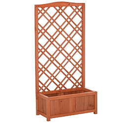 Outsunny Jardinière avec treillis - bac à fleurs - jardinière sur pied - dim. 60L x 30l x 122H cm bois sapin pré-huilé