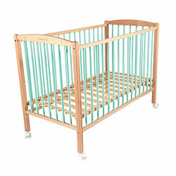 Combelle Lit Arthur 60x120 avec roulettes Hybride Vert mint