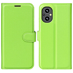 Etui en PU texture litchi, anti-rayures, fermoir magnétique avec support, vert pour votre OnePlus Nord N20 5G