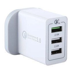 Wewoo Pour iPhone, iPad, Samsung, HTC, Sony, Nokia, LG et autres smartphones 3 ports USB 3A + 2.4A + 2.4A chargeur rapide de voyage QC 3.0, prise au Royaume-Uni,