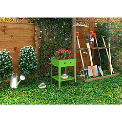 Habitat Et Jardin Table de rempotage métal Laurier - 55 x 55 x 80 cm - Vert