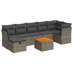 vidaXL Salon de jardin 8 pcs avec coussins gris résine tressée