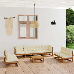 Maison Chic Ensemble Tables et chaises d'extérieur 9 pcs avec coussins,Salon de jardin bois de pin massif -GKD851391