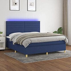 Maison Chic Lit adulte- Lit + matelas,Sommier à lattes de lit et matelas et LED Bleu 180x200 cm Tissu -GKD44710