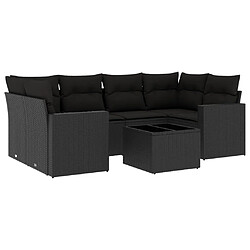 Maison Chic Salon de jardin 7 pcs avec coussins | Ensemble de Table et chaises | Mobilier d'Extérieur noir résine tressée -GKD78359