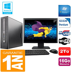 PC HP EliteDesk 800 G1 SFF Intel G3220 16Go Disque 2 To Wifi W7 Ecran 27" - Occasion