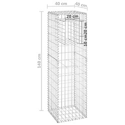 Acheter vidaXL Poteaux à panier de gabion 2 pcs 40x40x140 cm Fer