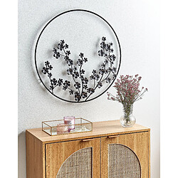 Beliani Décoration murale STRONTIUM Rond Métal Floral Noir