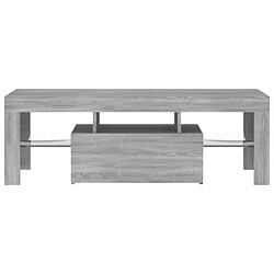 Maison Chic Meubles TV avec lumières LED - Banc TV pour salon sonoma gris 120x35x40 cm -MN59851 pas cher