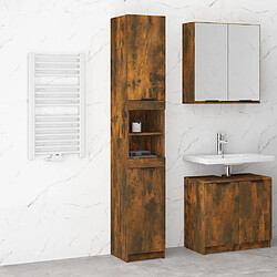 Maison Chic Armoire de bain,Meuble de rangement de salle de bain,Meuble haut Chêne fumé 32x34x188,5 cm Bois d'ingénierie -GKD471802