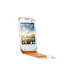 SWISS CHARGER Etui cuir blanc véritable pour Wiko Cink +