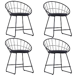 Maison Chic lot de 4 Chaises de salle à manger Chaise de cuisine similicuir noir acier -MN85392