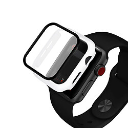 Wewoo Etui pour PC avec couverture totale + Protecteur en verre trempé Apple Watch série 5/4 44 mm blanc