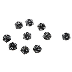 Avis 10pcs Vingt Faces De Dés D20 Jouer D & D Jeux Rpg Parti Dices Noir