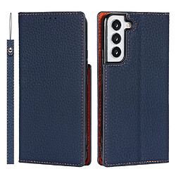 Etui en PU texture litchi bleu foncé pour votre Samsung Galaxy S22 5G