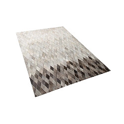 Beliani Tapis en cuir blanc et gris 140 x 200 cm MALDAN