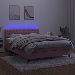 Acheter Maison Chic Lit adulte- Lit + matelas,Sommier à lattes de lit avec matelas et LED Rose 140x190 cm -GKD87735