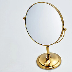 Avis Universal Miroir de maquillage en laiton doré de luxe 8 pouces rond double face miroir 360 degrés pivotant commode verticale loupe miroir(Or)