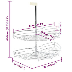 vidaXL Panier à 2 niveaux métallique de cuisine 180 degrés 75x38x80 cm pas cher