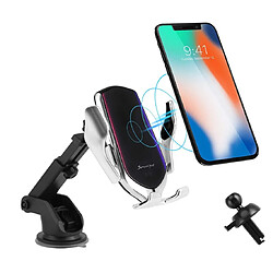 Chrono Chargeur de voiture sans fil, 3 en 1 Qi 10W rapide sans fil à serrage automatique évent de voiture + support de téléphone à montage sur tableau de bord pour iPhone 11 XS Max XR X 8 Plus, Samsung S9/S9+/S8/S8+/S7/Note 8/Note 5( Le noir)