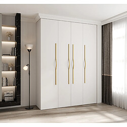 Abiks Meble Armoire à portes battantes Como 2 245,5/180/40 4 portes (blanc/doré)