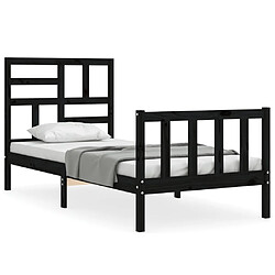 Maison Chic Cadre/structure de lit avec tête de lit pour adulte - Lit Moderne Chambre noir petit simple bois massif -MN58718