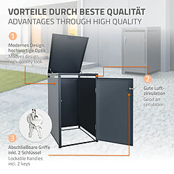 Avis ML-Design Abri pour poubelle 240L en acier anthracite 68x80x116,3 cm avec poignées 2 clés