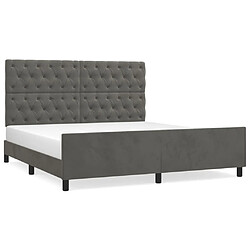 Maison Chic Lit adulte - Cadre Structure de lit avec tête de lit Contemporain Gris foncé 160x200 cm Velours -MN95233