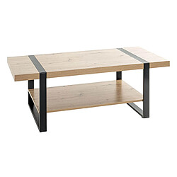 Avis Pegane Table basse, table de salon en bois coloris chêne et métal noir -longueur 120 x profondeur 60 x hauteur 45 cm