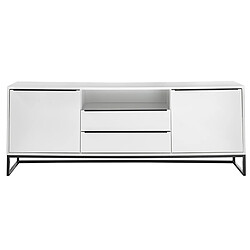 Pegane Meuble TV finition laquée blanc mat - Longueur 184 x Hauteur 69 x Profondeur 40 cm