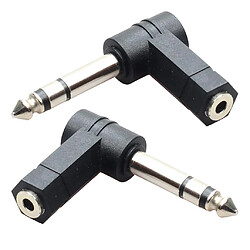 Avis 2 Pcs 3.5mm Stéréo Femelle à 6.35mm 1/4 ''mâle Adaptateur Audio à Angle Droit