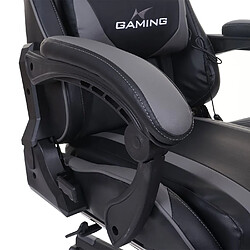 Mendler Chaise de bureau HWC-K55, chaise de bureau Gaming, repose-pieds USB-Massage, similicuir ~ noir-gris pas cher