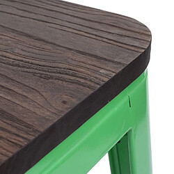 Mendler 4x Tabouret de bar HWC-A73, avec siège en bois, métal, style industriel ~ vert pas cher