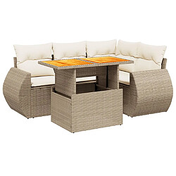 vidaXL Salon de jardin avec coussins 5 pcs beige résine tressée