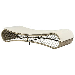 Maison Chic Chaise longue, Transat, Bain de Soleil avec coussin Résine tressée Gris